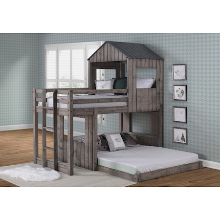 Donco Kids PD-3344TFRDG Twin over Full Campsite Loft, Rustic Dark Grey PD_3344TFRDG